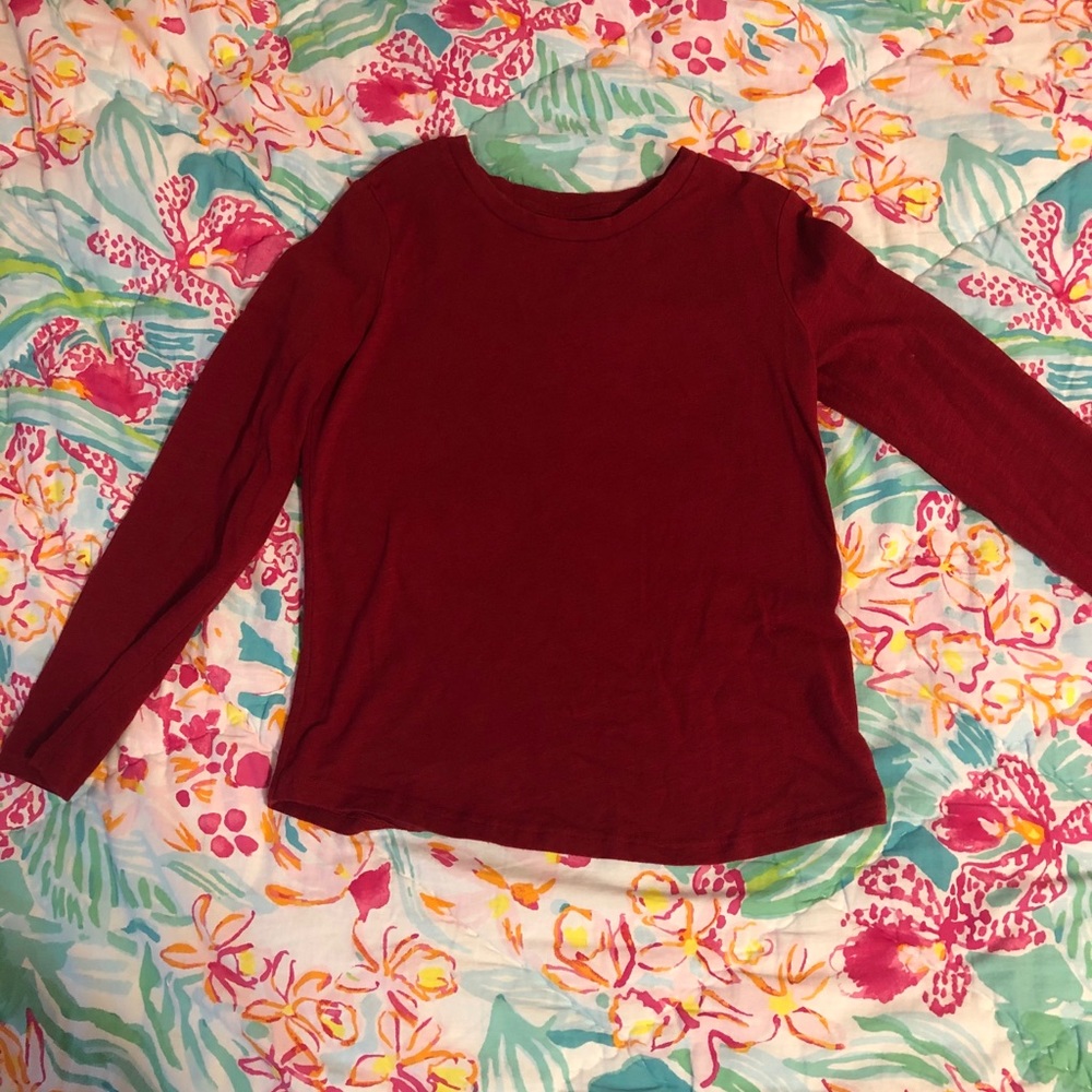 Plain dark red long sleeve top